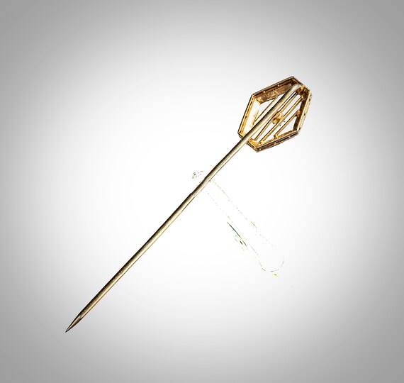 Art Deco 14k with diamond stick pin - image 4