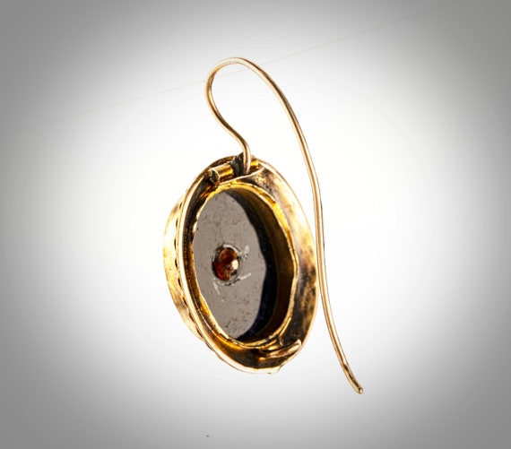 single antique Victorian 14k onyx pearls earring - image 5