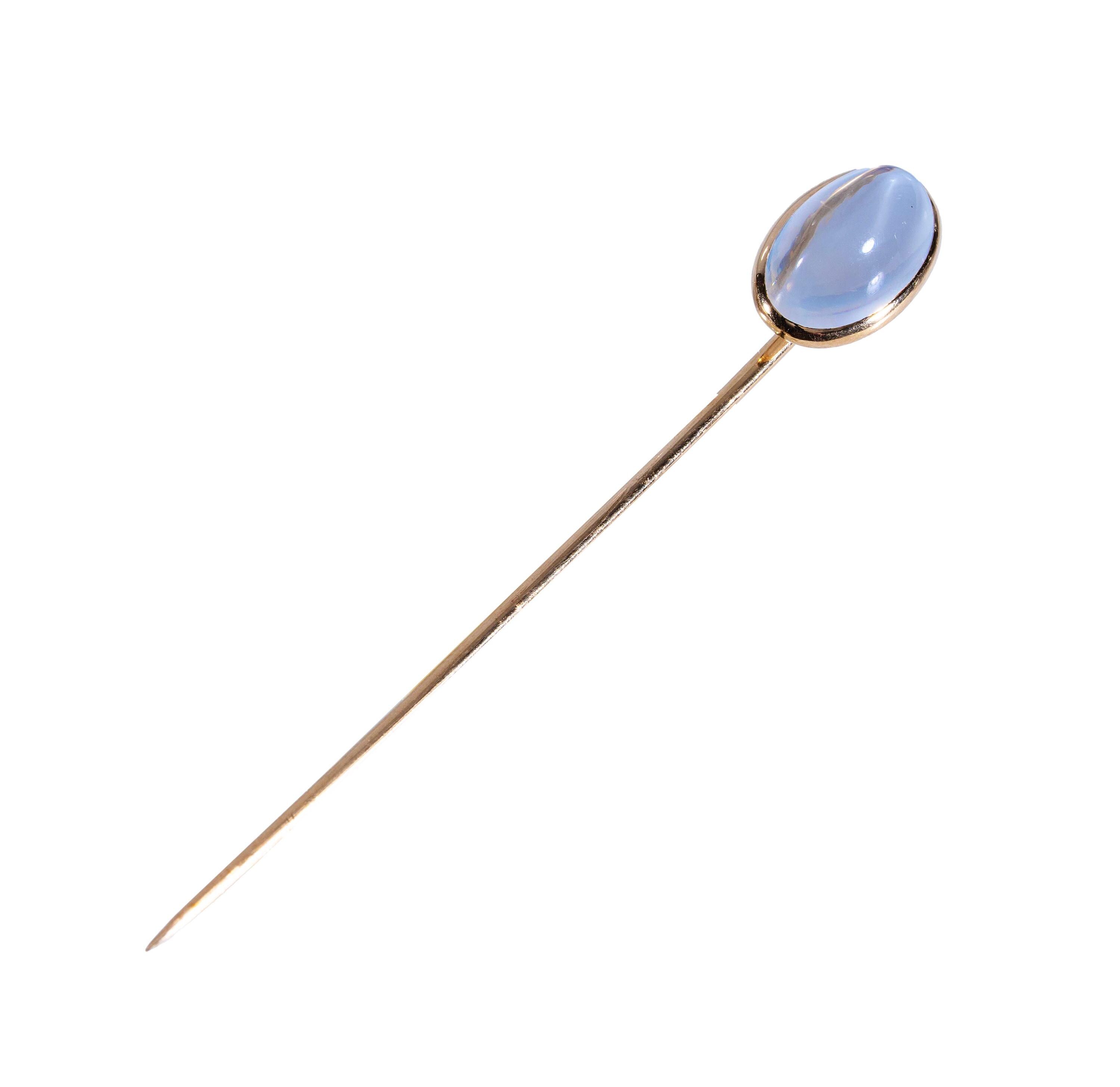 14k silver/blue moonstone w/star stick pin