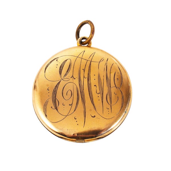 antique GF monogrammed round locket