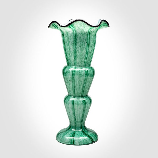 Welz Czechoslovakia verticle stripe with mica or aventurine sparkles vase