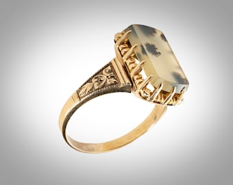 Victorian 14k Moss Agate ring