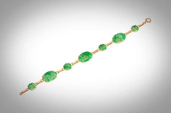 14k green jade links bracelet - image 2