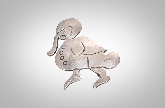 Hand wrought sterling duck pin - image 1