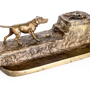 Austrian bronze figural dog ink stand