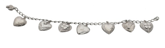 sterling silver puffy hearts charm bracelet - image 3