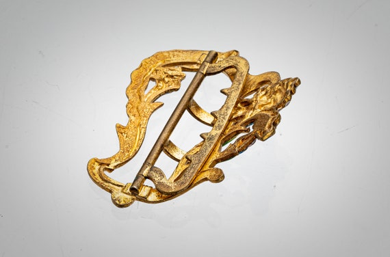 Art Nouveau  enameled floral gilt brass sash buck… - image 5