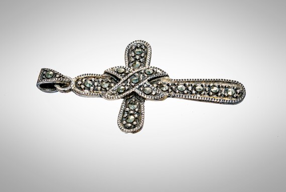sterling silver cross with marcasite - image 2