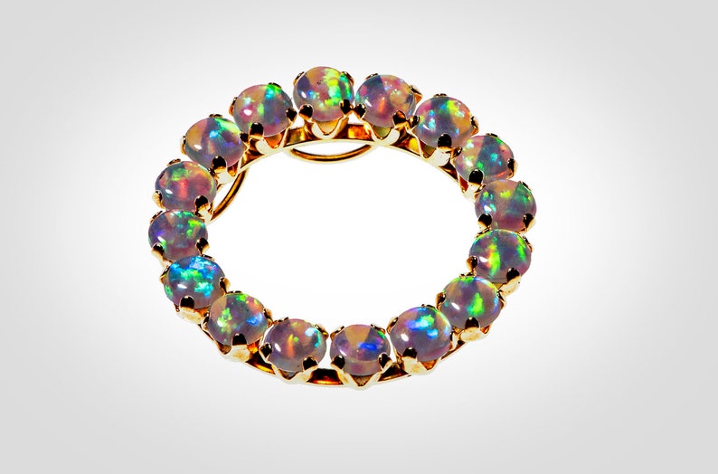 10k opals circle pendant