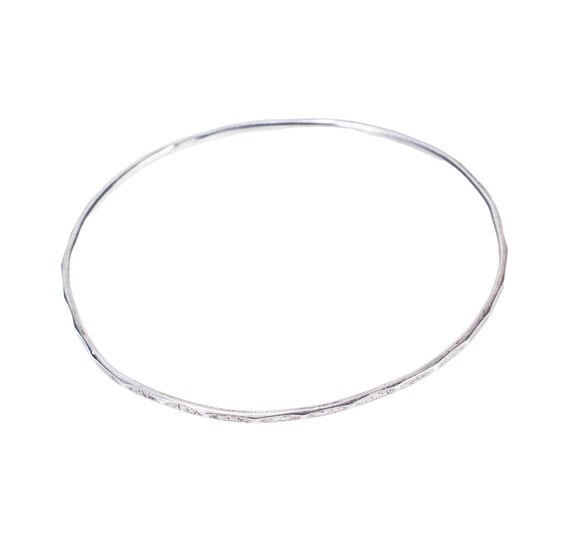 sterling bangle with hammered pattern - image 2