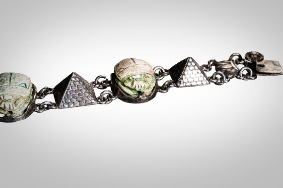 Egyptian scarabs & pyramids sterling bracelet - image 6