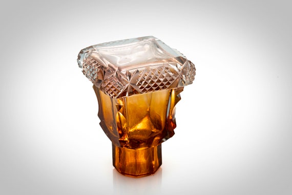 Bohemian cut glass perfume royal citrine color - image 8