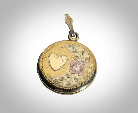 antique gold filled round locket
