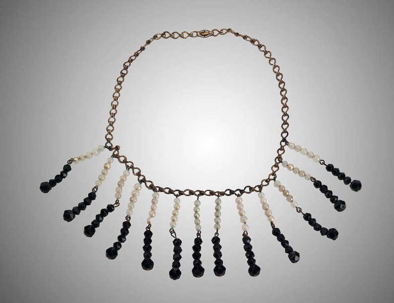 Antique Egyptian Revival glass beaded necklace