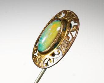 Antique stick pin dragon breath cabochon