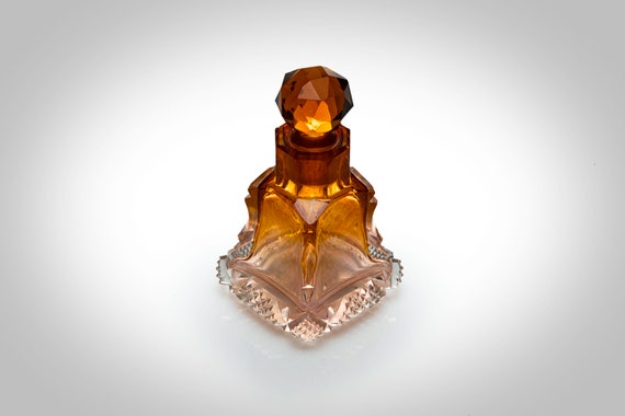 Bohemian cut glass perfume royal citrine color - image 4