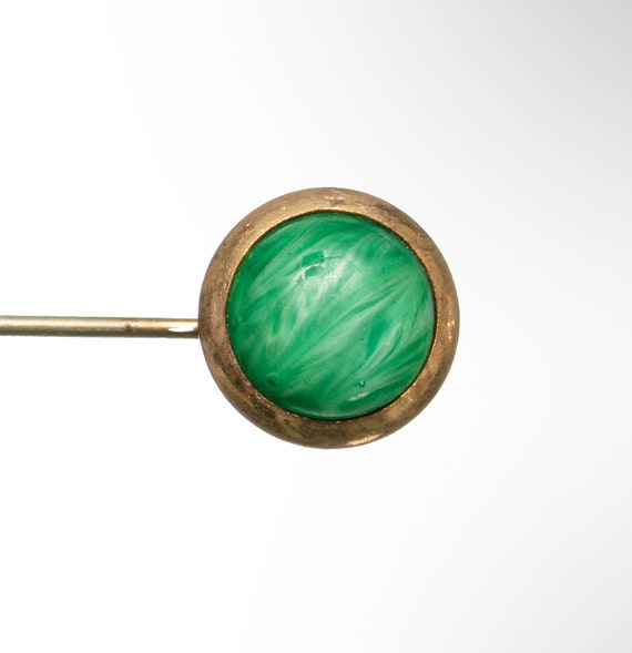 GF Victorian stick pin with green glass