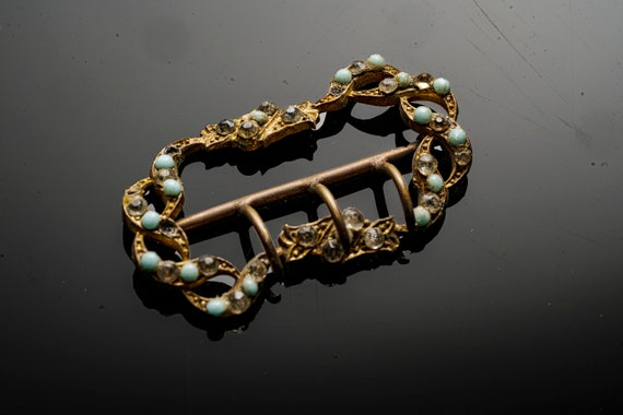 Victorian Daisy Pin Paste Stone Center Gilt Metal Cravat Pin