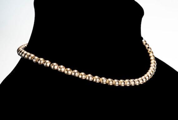 Antique 14k gold balls choker necklace - image 2