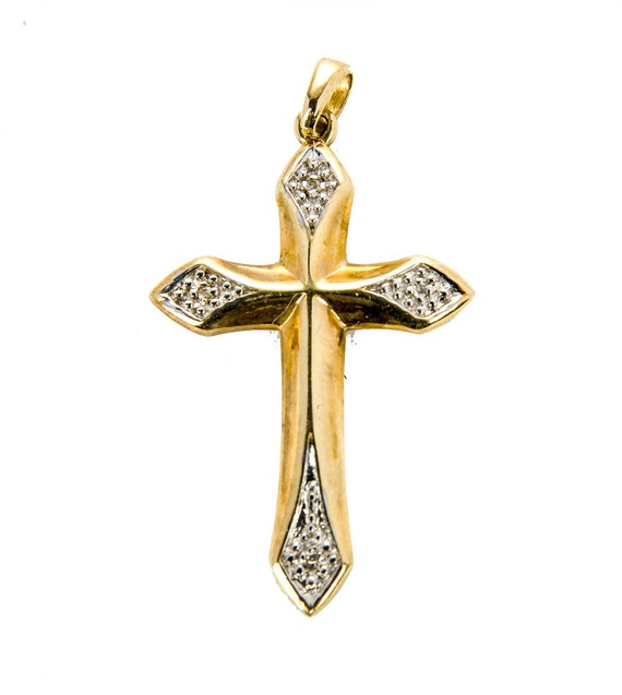 14k white & yellow gold with 4 diamonds cross pen… - image 2