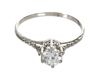 Art Deco .55 carat diamond ring 14k white gold