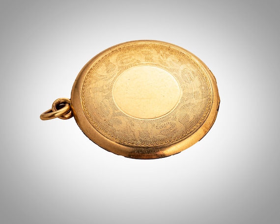 Victorian Gold Filled locket with engine turned d… - image 1