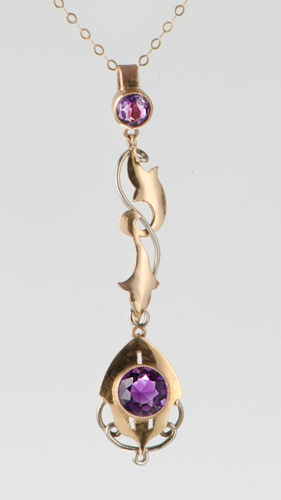 14k multi color necklace with faceted amethysts