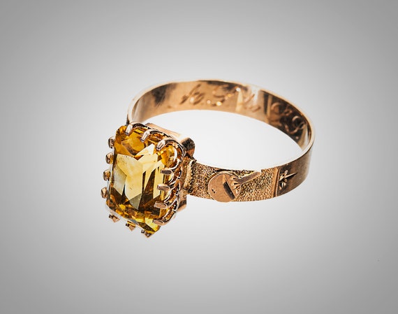 Victorian 14k & citrine Japanese style ring - image 2