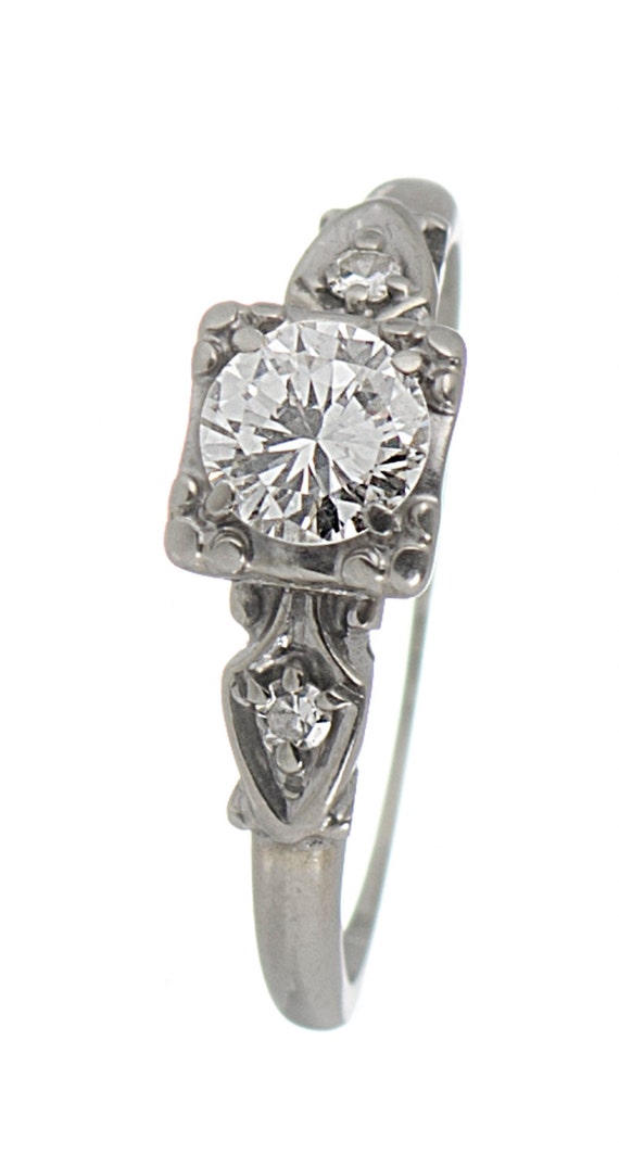 Mid-Century diamond ring 18k white gold .55 carat - image 2