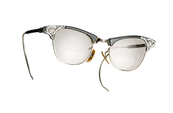 cat eyed eyeglasses spectacles mid century gold f… - image 1