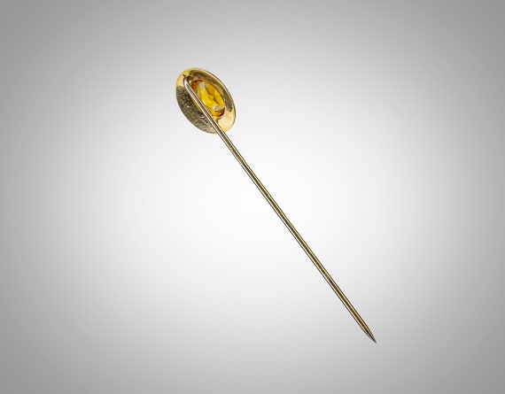 Arts & Crafts 14k stick pin w/oval faceted citrine - image 5