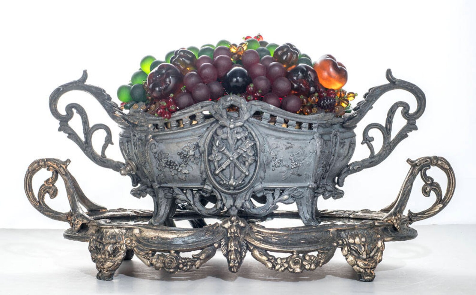 Large Czech Glass Fruits Lamp & Mirrored Plateau Etsy