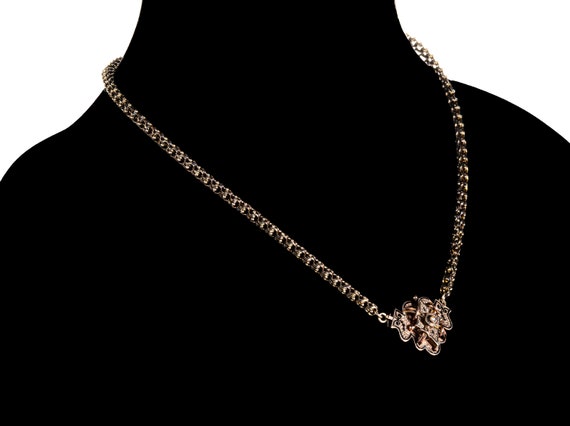 Antique Victorian 10k & pearl, black enamel neckl… - image 2