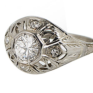 Art Deco 14k white gold .65 carat diamond ring