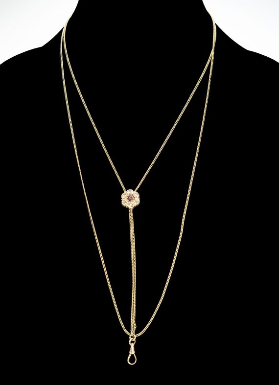 Victorian 14k slide chain necklace with slide Gem
