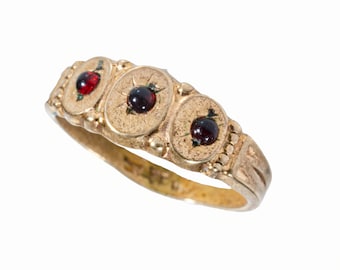 antique gold filled baby ring garnet size 1
