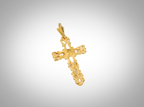 14k solid gold cross pendant drop charm - image 3