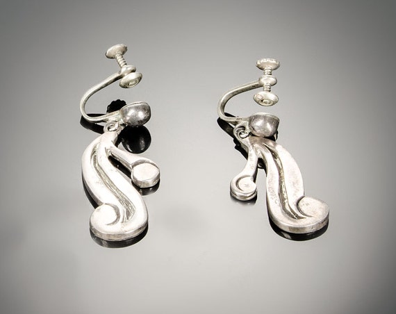 Mexican sterling screwback earrings mid century - image 3