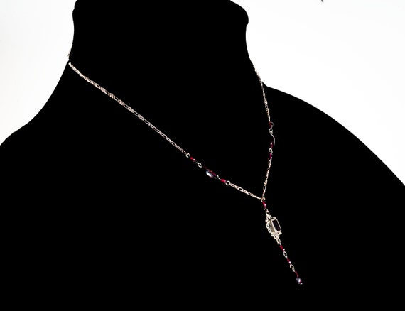 sterling & amethyst delicate vintage necklace - image 2