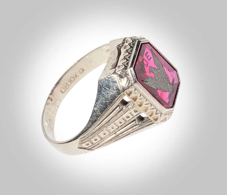 Art Deco 10k & Ruby Fraternal Order of Eagles FOE Signet Ring | Etsy