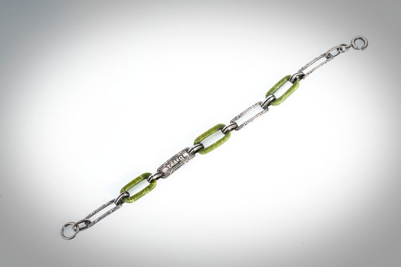 Tau Alpha Omega sorority sterling & green plastic bracelet