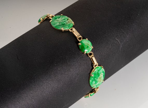 14k green jade links bracelet - image 4