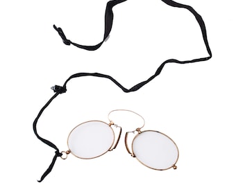 Antique Victorian Pince Nez eyeglasses w/original black ribbon