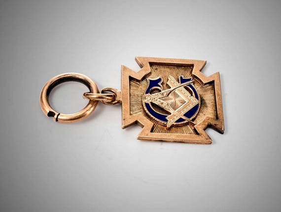 14k Masonic G square & compass fob/pendant 1911 - image 2