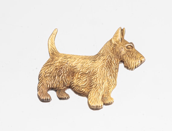 Gilt silver Scotty dog pin - image 1