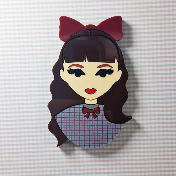 Victorian Ice Cream Social Girl Brooch Bag Charm Keychain Magnet | Samantha Parkington American Girl Pleasant Company Acrylic Jewelry