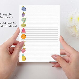 cute fruit printable stationery printable writing paper etsy