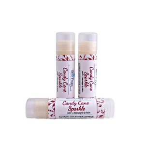 Candy Cane Sparkle Lip Balm, Peppermint & Champagne