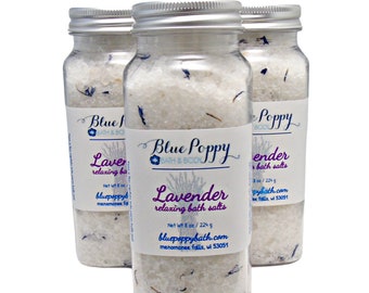 Lavender Bath Salts, Epsom Salt Soak, Botanicals & Lavender Essential Oil, Gift for Well Being