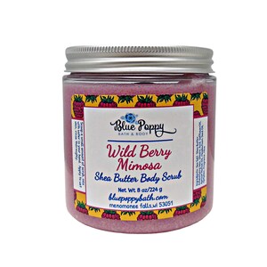 Sugar Body Scrub, Wild Berry Mimosa, Exfoliating Spa Scrub